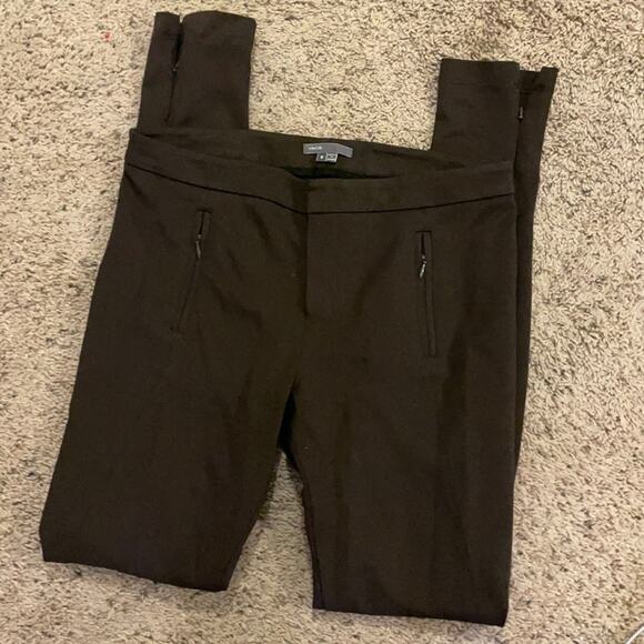 Vince black high rise stretch pants ankle zip 6 - Picture 2 of 5